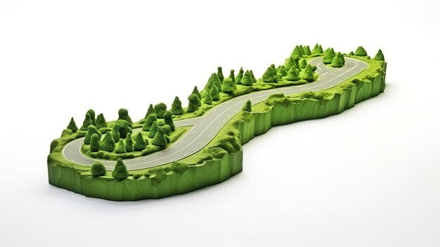 Foto 3d-illustratie van een groen weggedeelte