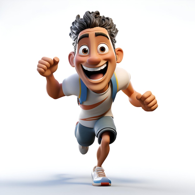 3D-illustratie van een man die loopt met een gelukkige uitdrukking op zijn gezicht