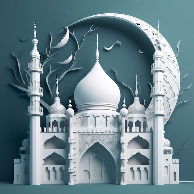 3D illustratie van een moskee genereert ai