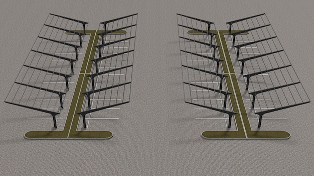 3D-illustratie van een parkeerplaats