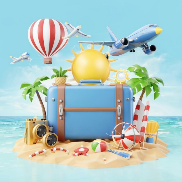 3D-illustratie van een reisscene