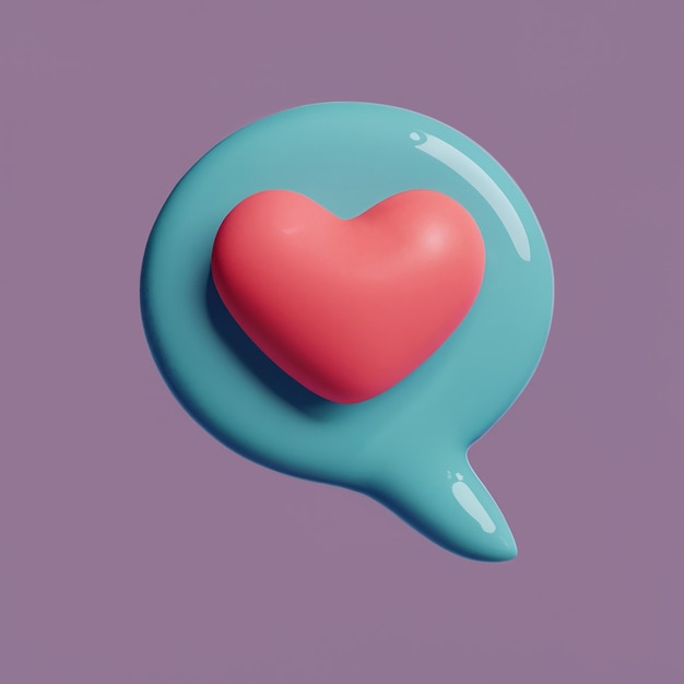 3D-illustratie van een spraakbubbel met een hart schattig kleur gespreksbubbel symbool