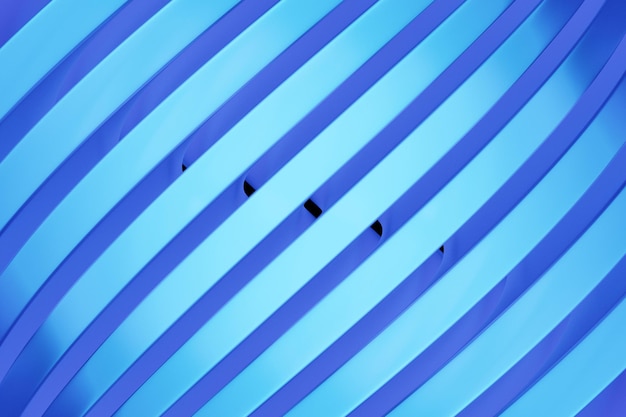 3d illustratie van een stereo blauwe strook. Geometrische strepen vergelijkbaar met golven. Abstract gloeiend patroon van kruisende lijnen