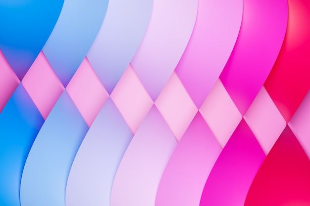 3D illustratie van een stereo strip van verschillende kleuren. Kleurrijke geometrische strepen vergelijkbaar met golven.