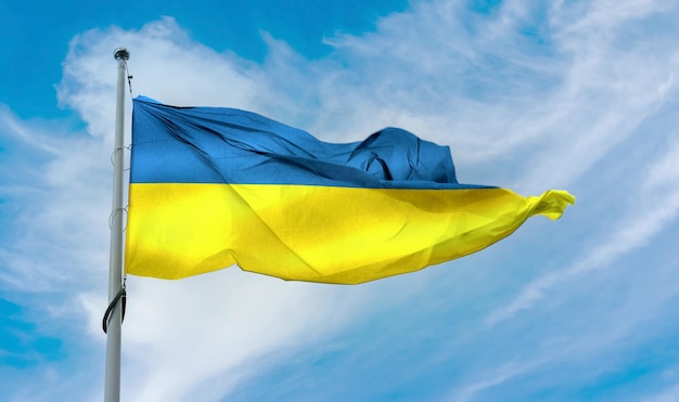 3d-illustratie van een vlag van oekraïne - realistische wapperende stoffen vlag