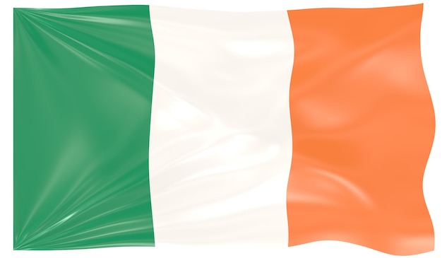 3d illustratie van een wapperende vlag van Ierland