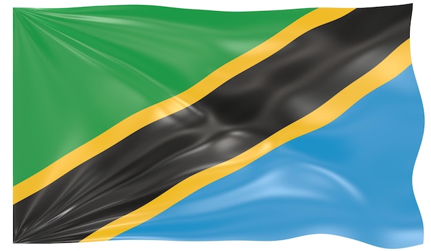 3d illustratie van een wapperende vlag van tanzania