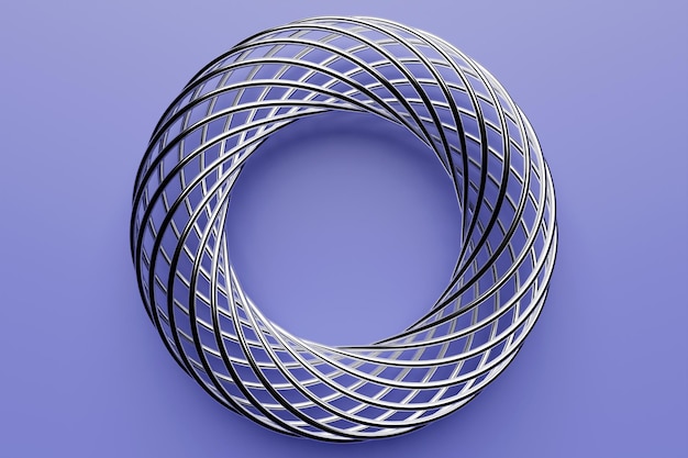 3D-illustratie van een zilveren torus Fantastische cel Eenvoudige geometrische vormen