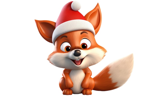 3d-illustratie van Fox grappige cartoon personage kerstmis Generatieve AI