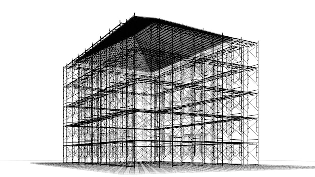 3D-illustratie van gebouwen en constructies