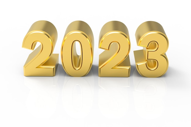 3d illustratie van gelukkig nieuwjaar 2023