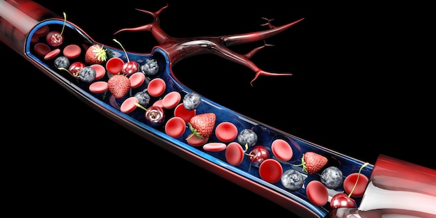 Foto 3d illustratie van glucoseniveau in bloed, geïsoleerd wit.