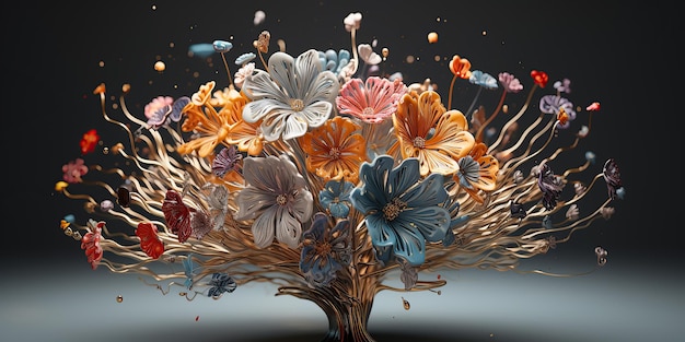 3D-illustratie van het besproeien van bloemen
