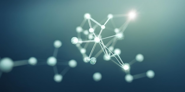 3d-illustratie van het molecuulmodel Wetenschappelijke achtergrond wit