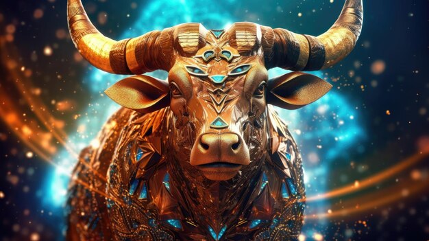 Foto 3d illustratie van het sterrenbeeld stier