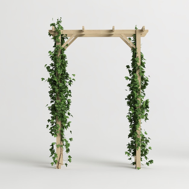3D illustratie van houten gebogen klimop geïsoleerd op een witte achtergrond