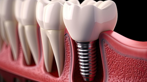 3D-illustratie van implantaat tandheelkunde