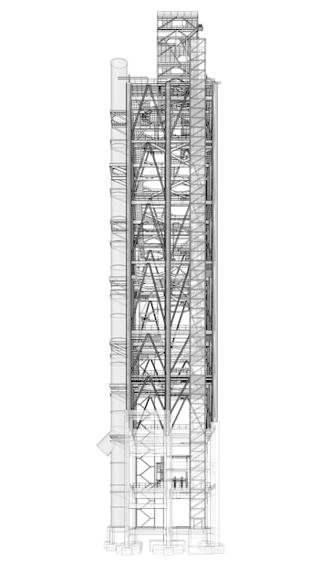 3D illustratie van industrieel gebouw