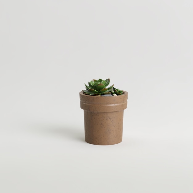 3d illustratie van kamerplant in terracotta pot geïsoleerd op witte achtergrond