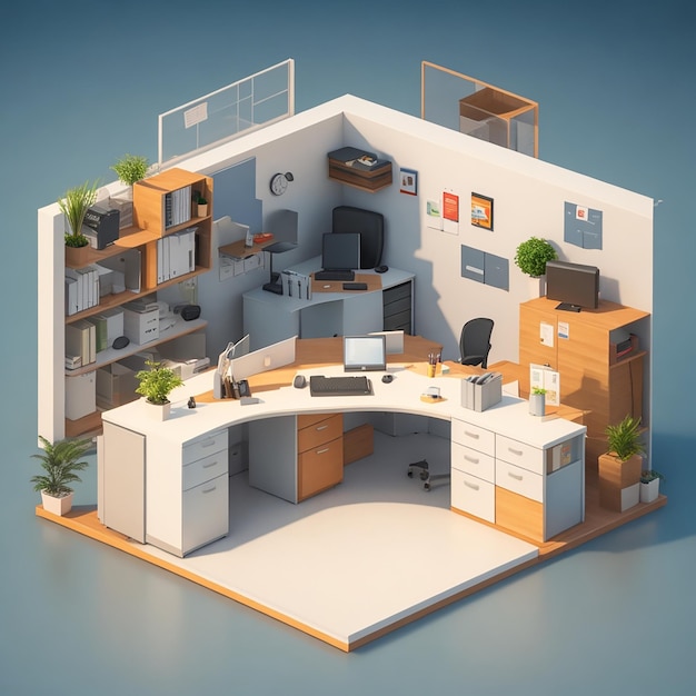 3D illustratie van kantoorruimte Generatieve AI