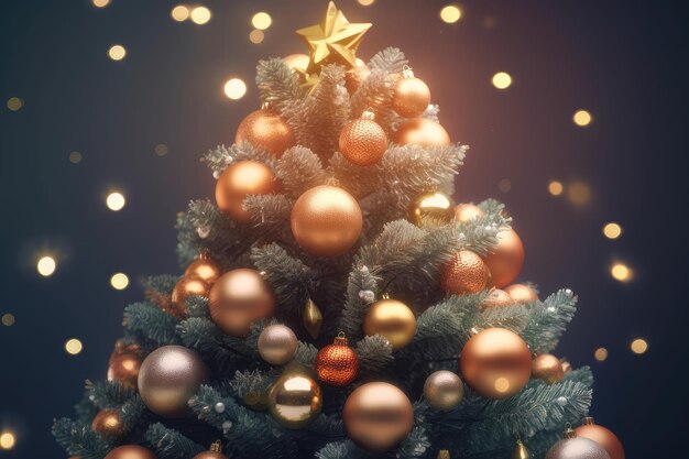 3d Illustratie Van Kerstboom Met Snuisterijen Kerstavond Generatieve AI