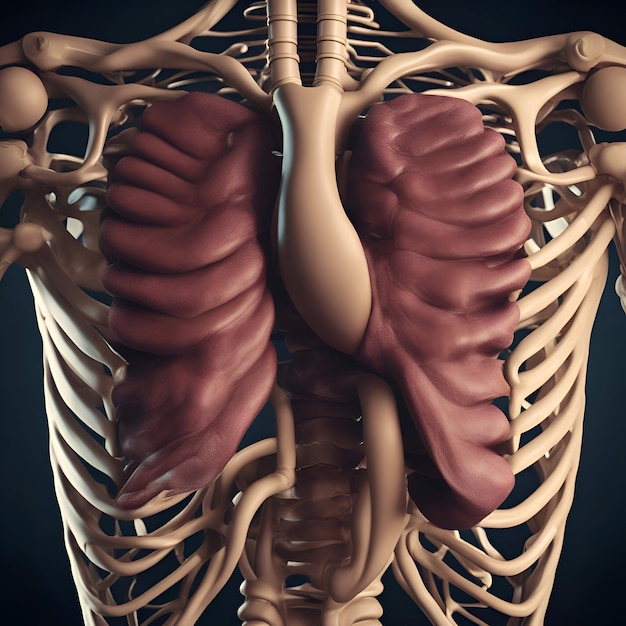 Foto 3d-illustratie van menselijke interne organen spieren anatomie