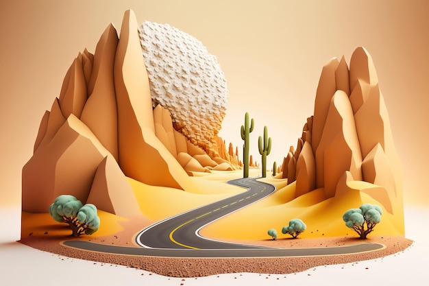 3D illustratie van off-road reclame. tropisch land off-road geïsoleerd. oneindige woestijn off-road