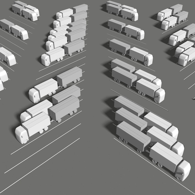 3D illustratie van parkeren en carport