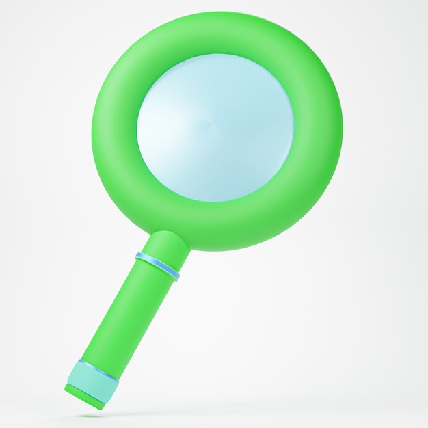3D illustratie van pastel groen vergrootglas icoon