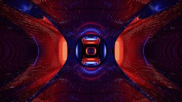 3d illustratie van sci fi eindeloze 4K UHD-tunnel met gaten