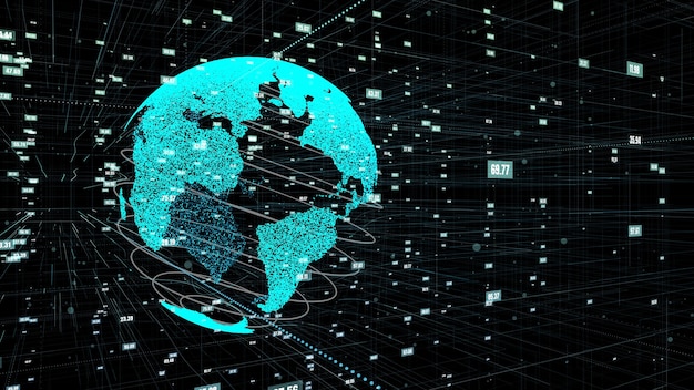 3D illustratie van wereldwijd online internet netwerkconcept