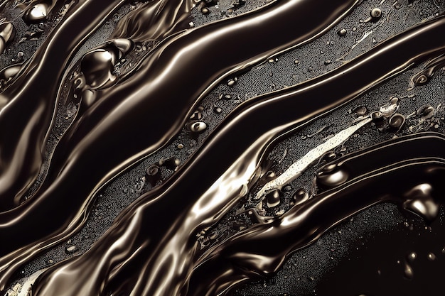3d illustratie van zwarte creatieve abstracte vloeibare golven aardolie