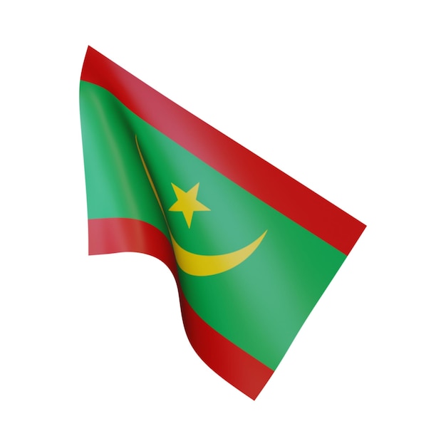 3D-illustratie Vlag van Mauritanië Witte achtergrond