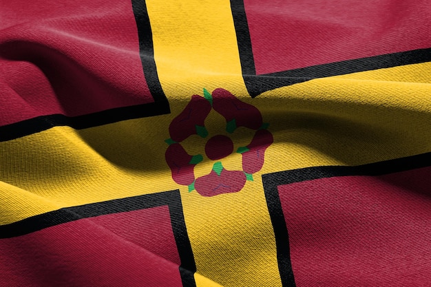 3D illustratie vlag van Northamptonshire is een regio van Engeland zwaaien op de wind