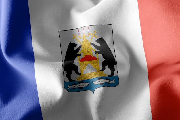 3D illustratie vlag van Novgorod Oblast is een regio van Rusland zwaaien op de wind vlag textiel achtergrond