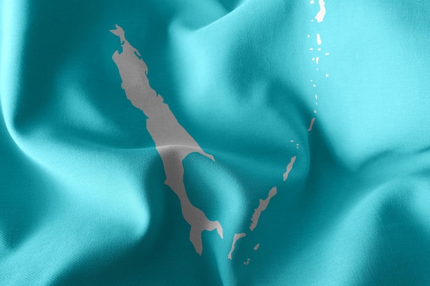3D illustratie vlag van Sakhalin Oblast is een regio van Rusland zwaaien op de wind vlag textiel achtergrond