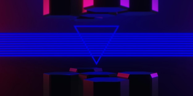 3D illustratie weergave van futuristische cyberpunk stad gaming wallpaper scifi achtergrond een esports gamer banner teken van neon gloed technologie en netwerk
