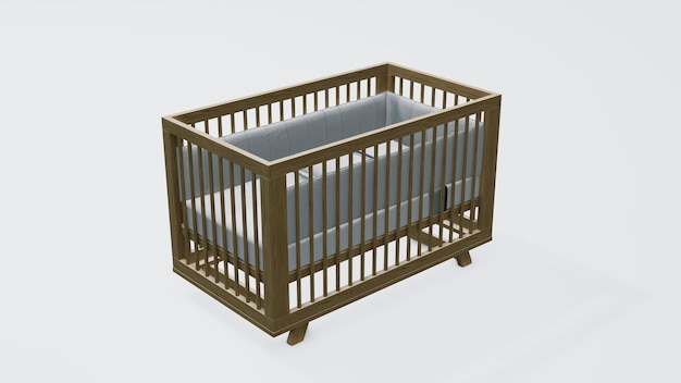 3d illustratie wieg voor baby slapen