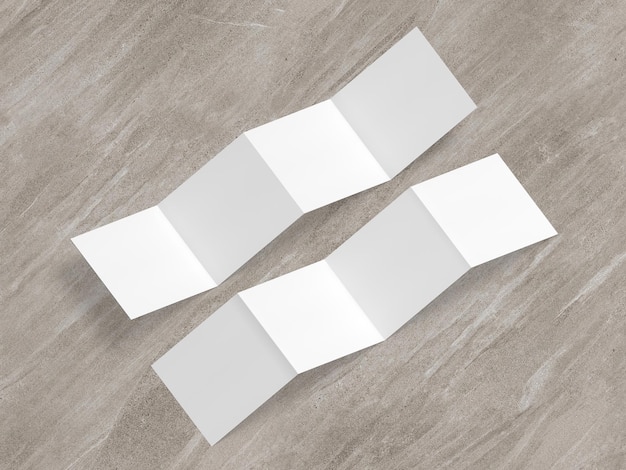 3D Illustratie Witte vierkante brochure mockup geïsoleerd op wodden achtergrond
