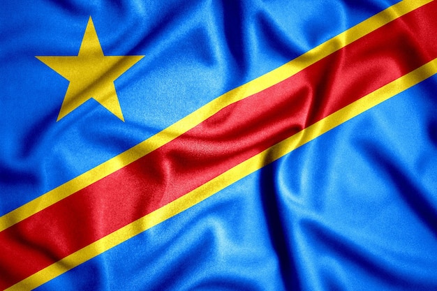 3D illustratie zwaaiende textuur van de vlag van de Democratische Republiek Congo