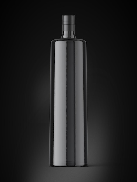 3D illustratie Zwarte wodka fles op zwarte achtergrond