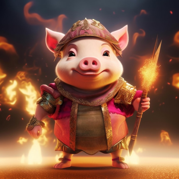 3D Illustraties Zhu Bajie of Pigsy