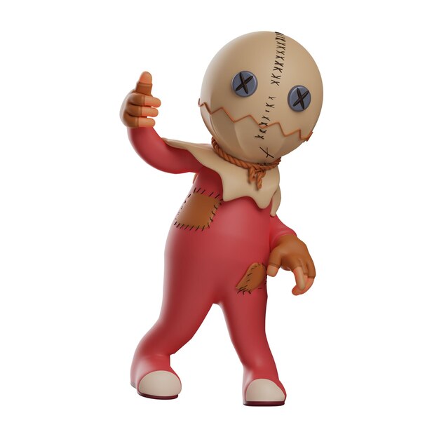 3D Illustration 3D trick 'r treat Cartoon with cool style pose showing a handsome and sweet face