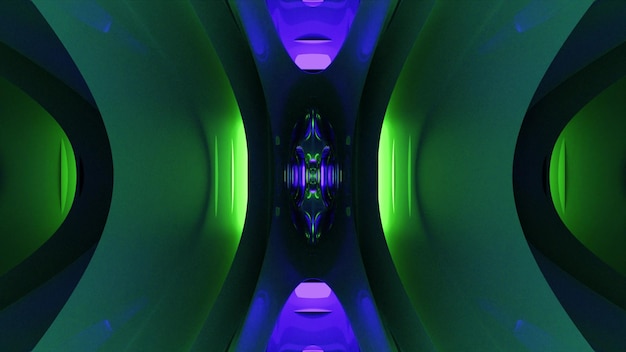 3d illustration of 4K UHD dark tunnel with neon lights