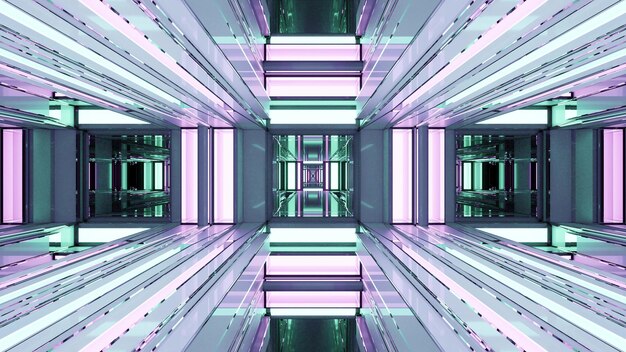 3d illustration of 4K UHD futuristic geometric tunnel