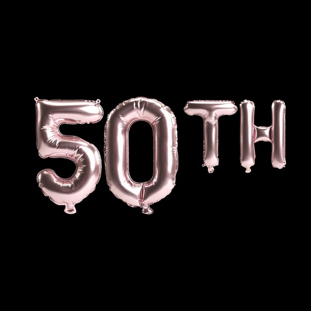 3d illustration of 50th rose balloons isolated on background