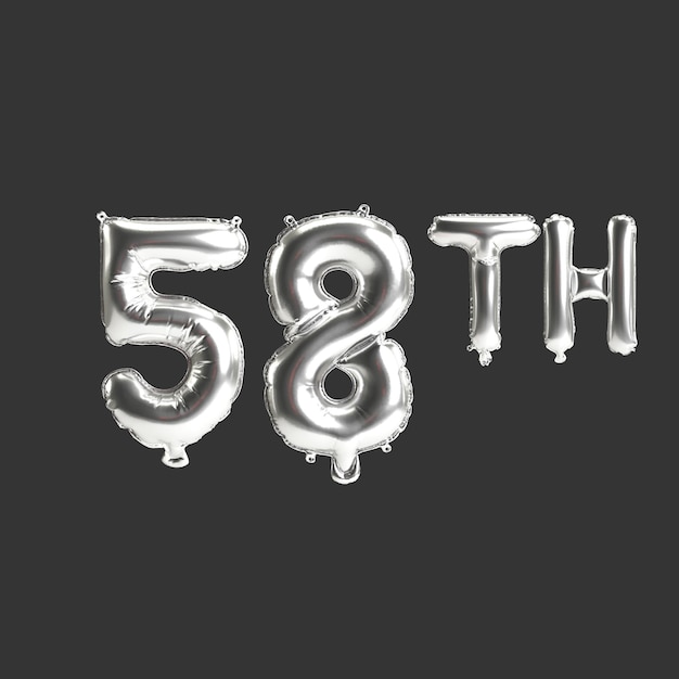 3d иллюстрация 58-х серебряных шаров, изолированных на темном фоне