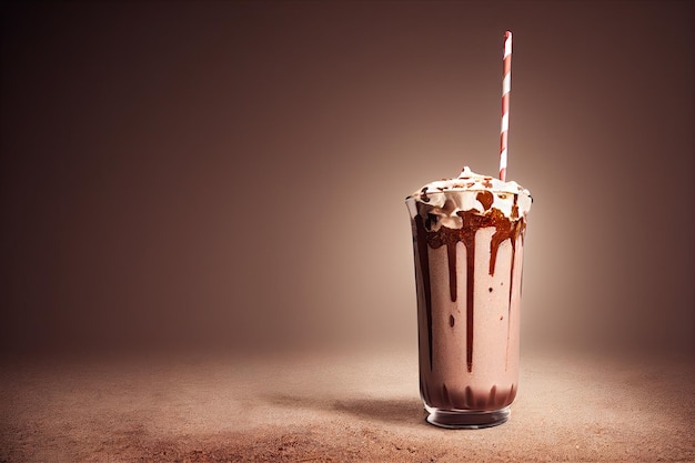 3D illustration about chocolate milk shake image generated by AI