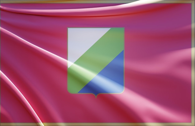 波状生地でアブルッツォ州旗の 3 d イラストレーション