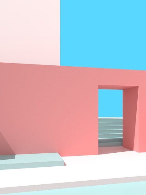 抽象的なアーキテクチャの背景の3Dイラスト。